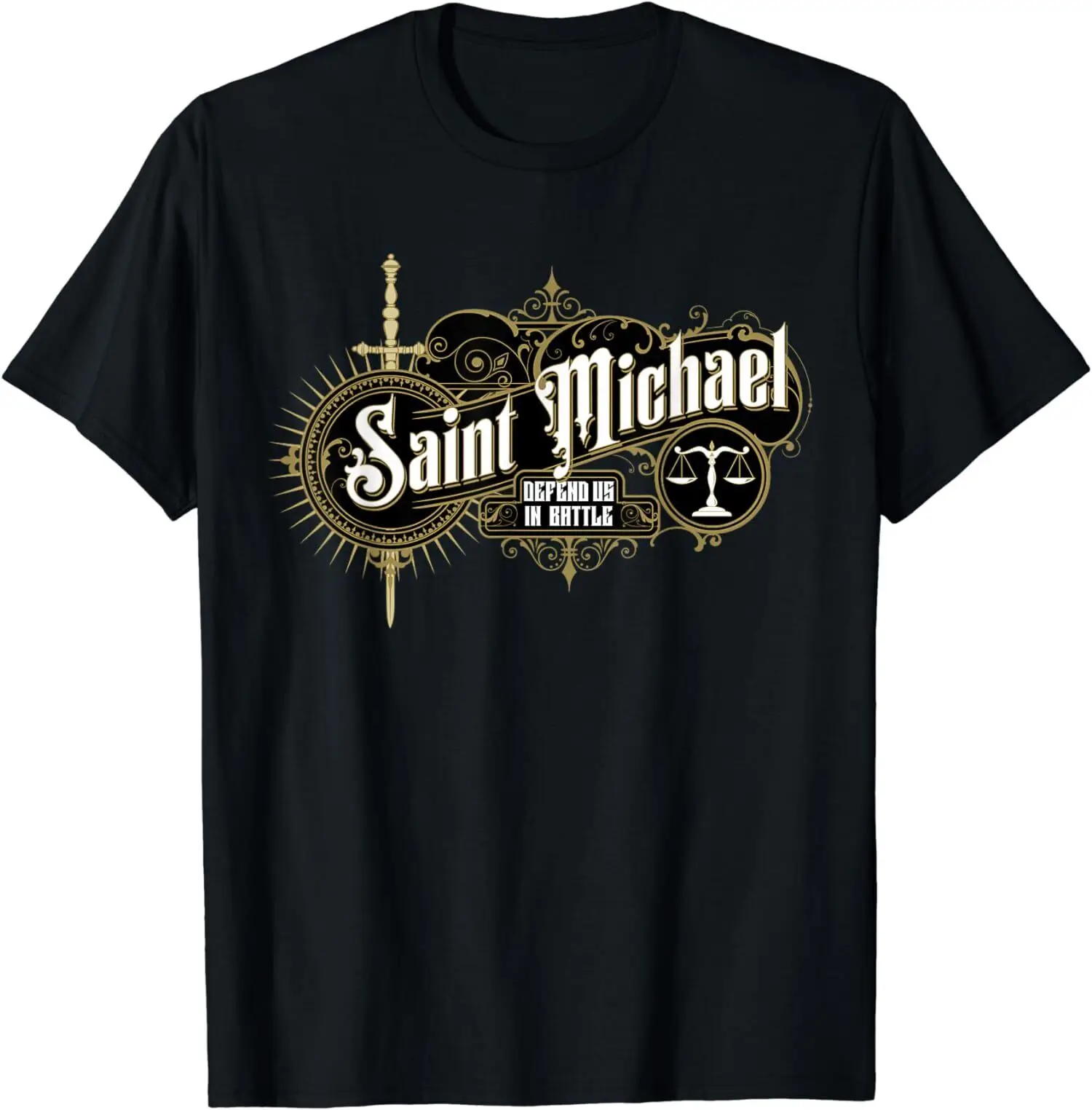 

The Archangel Saint Michael Defend Us in Battle Catholic T-Shirt 100% Cotton O-Neck Short Sleeve Summer Casual Mens T-shirt