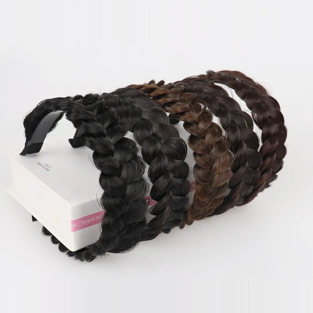 Fasion Wide Wig Twist Headbands Korean Handmade Fishbone Braids Hairbands Headwear Non-slip Retro Head Hoop Dress Up