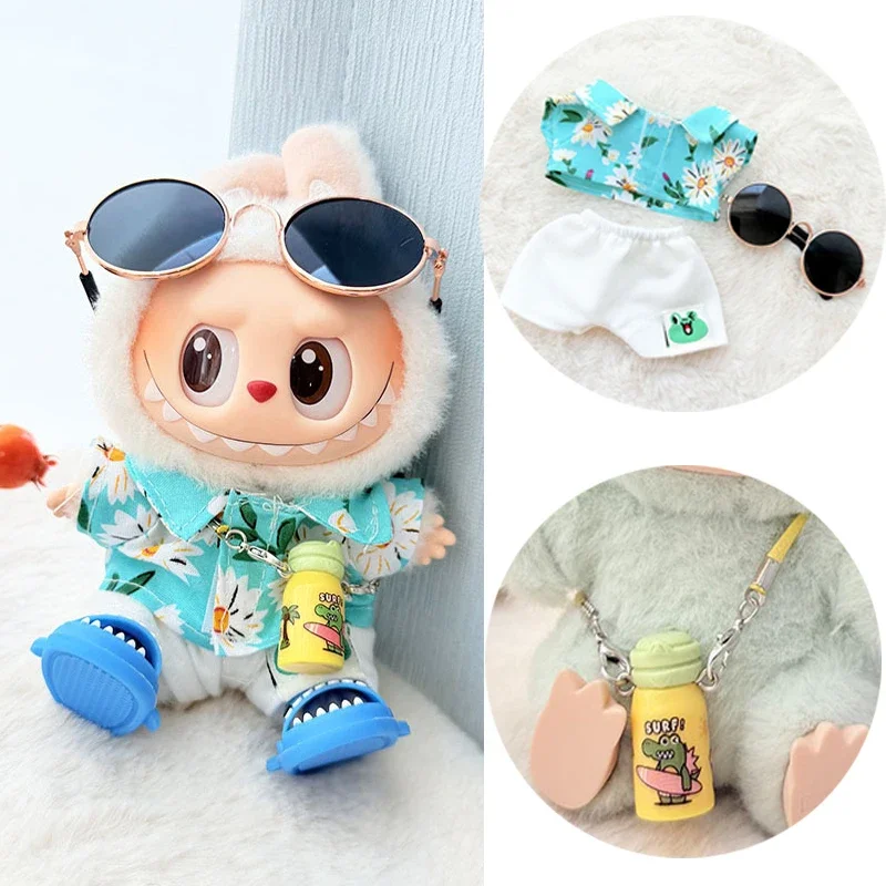 

Beach Series Summer Swimsuit for 17cm Labubu Doll With Sunglasses Labubu Clothes Ropa Labubu Beachwear Fashion Clothes
