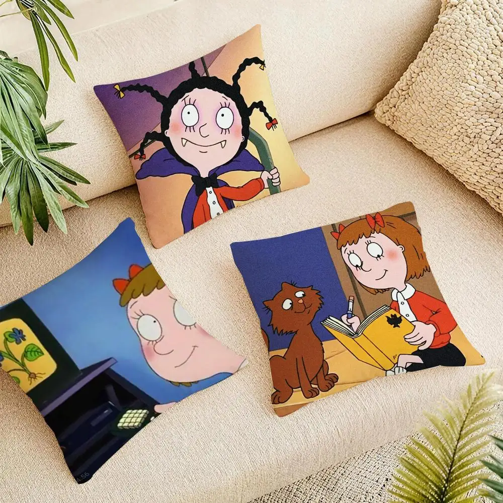 Cute Show Mona Vampire Cushion Cover Short Plush Pillowcase, Washable Wrinkle Resistant Cover for Bedroom Gift