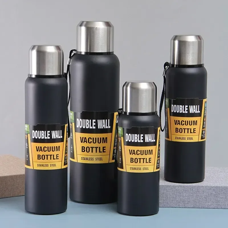 500/1000/1500ml Stainless Steel Thermos Large Capacity Vacuum Flask Portable Insulated Tumbler with Rope Thermo Bottle