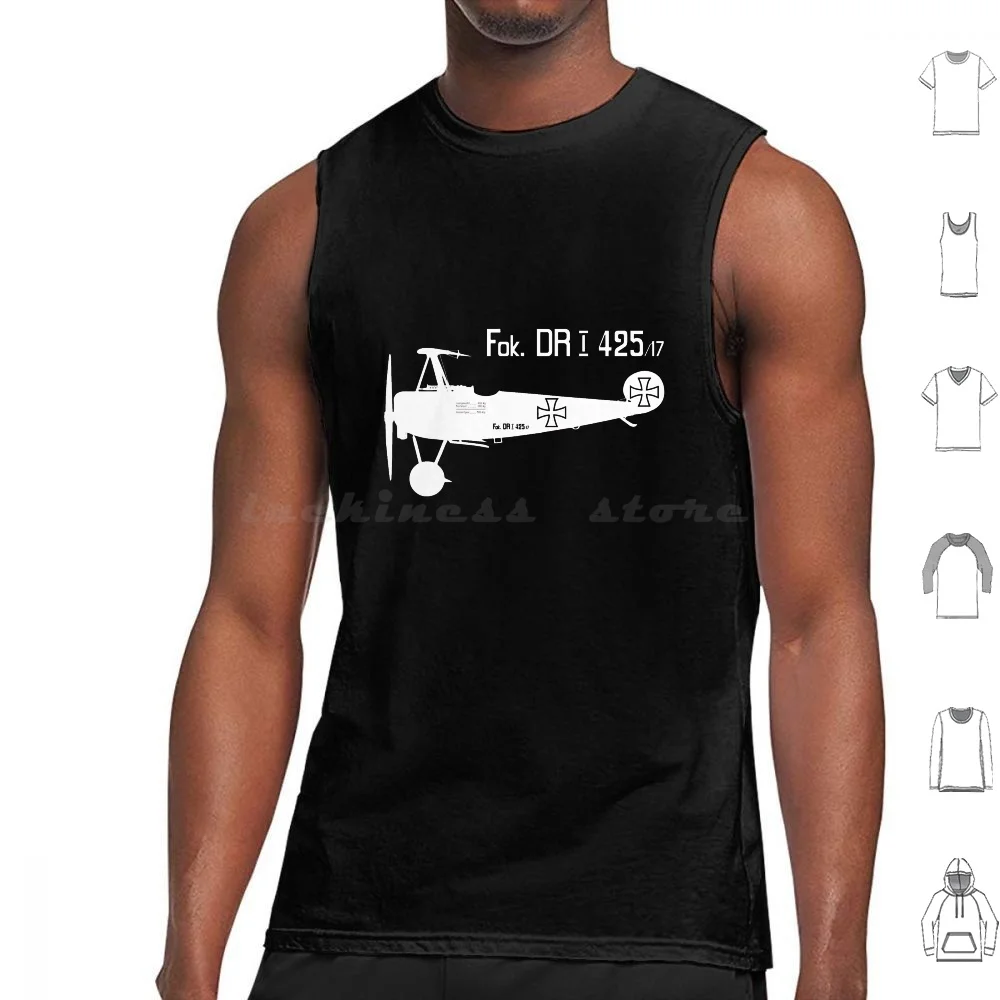 Fokker Dri Ww1 Military Triplane Richthofen Plane Tank Tops Print Cotton Fokker Dr1 Dri Dr I Dr 1 Red Baron Manfred