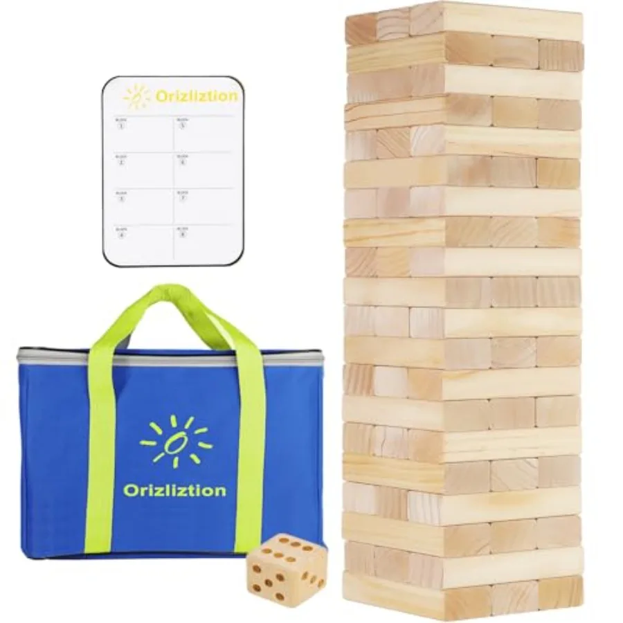 

Tumbling Tower GameOutdoor Games for Adults and Families 5.3 FT 60 PCS Premiun Wooden Blocks Stacking Games with Carry Bag Stac