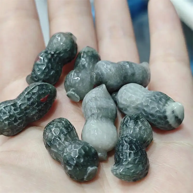 5PCS Natural Blood Stone Peanut Carving Healing Fengshui Gemstones HomeDecoration Holiday Gift