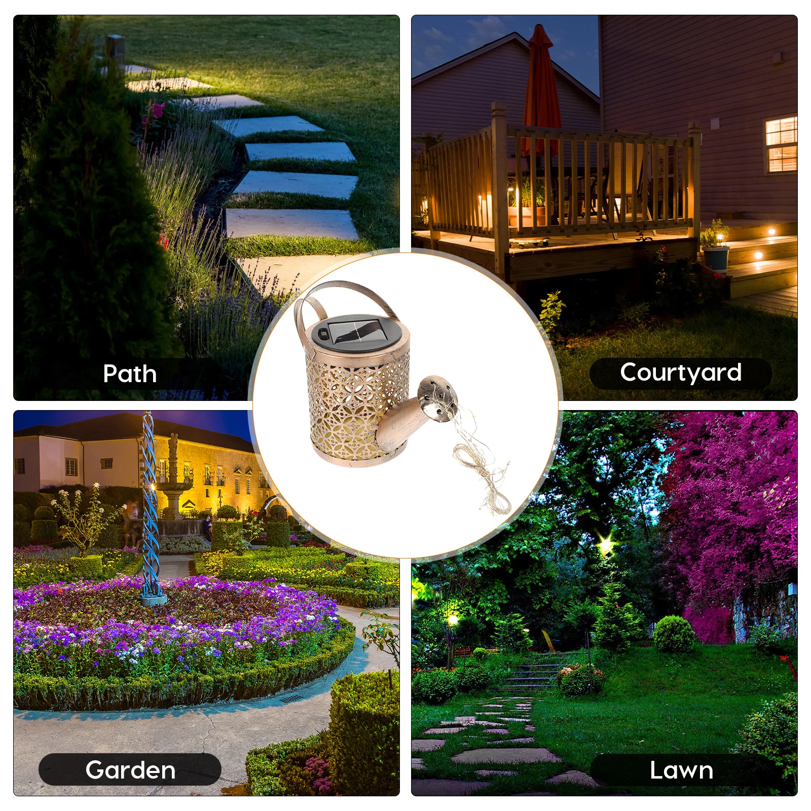 

1Pcs Solar Lawn Light Outdoor Garden Decor Iron Craft Hollow-Out Kettle Shaped Landscape Lamp Solar Powered Warm Lighting
