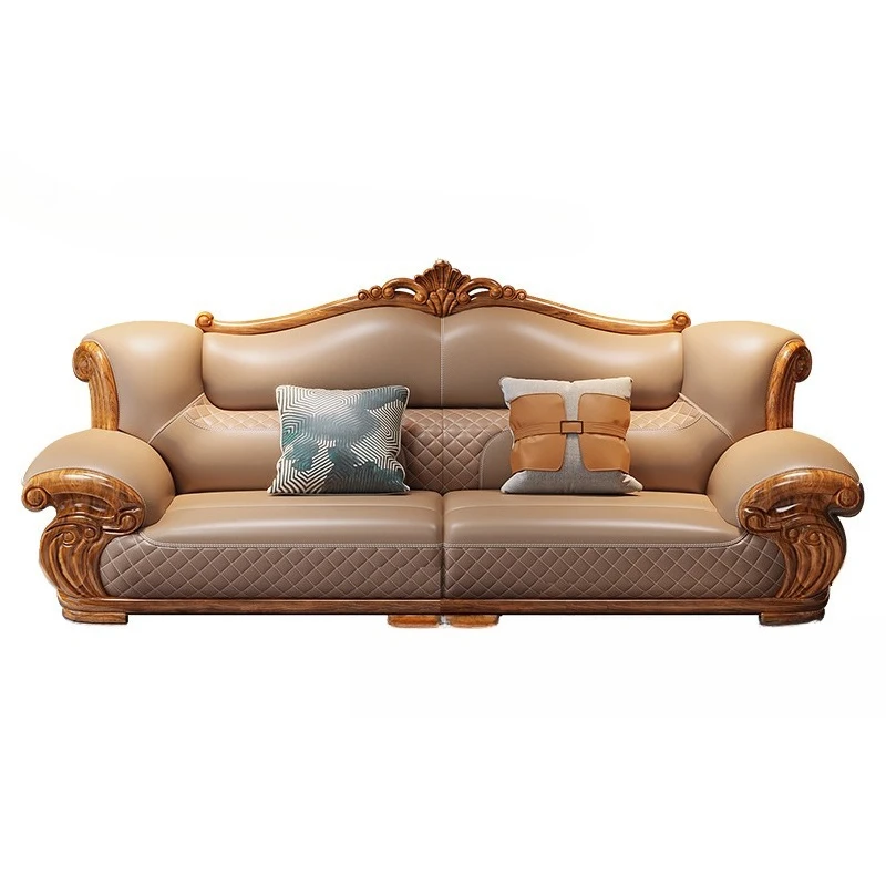 

Modern simple new Chinese living room, large European villa, solid wood combination