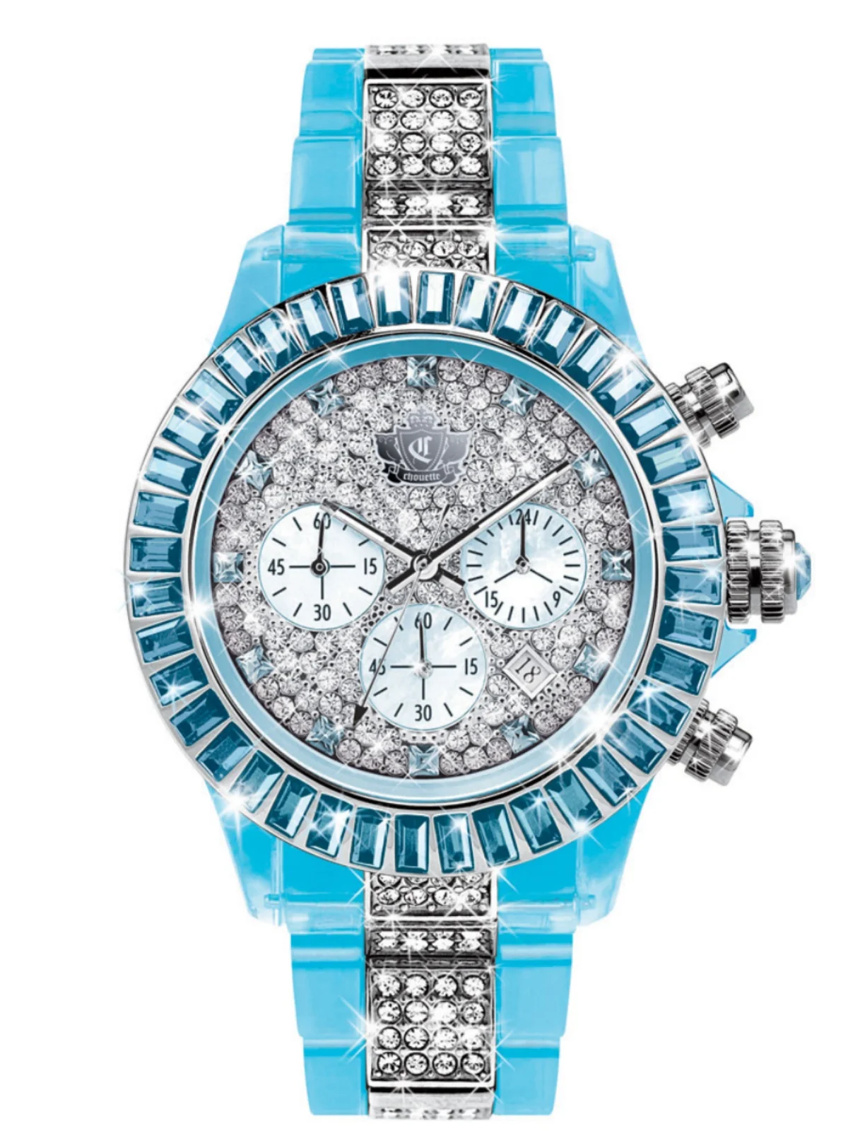 

Подлинные официальные новые часы Chouette, розовые, синие, со стразами, модные кварцевые часы, женские часы 41 мм