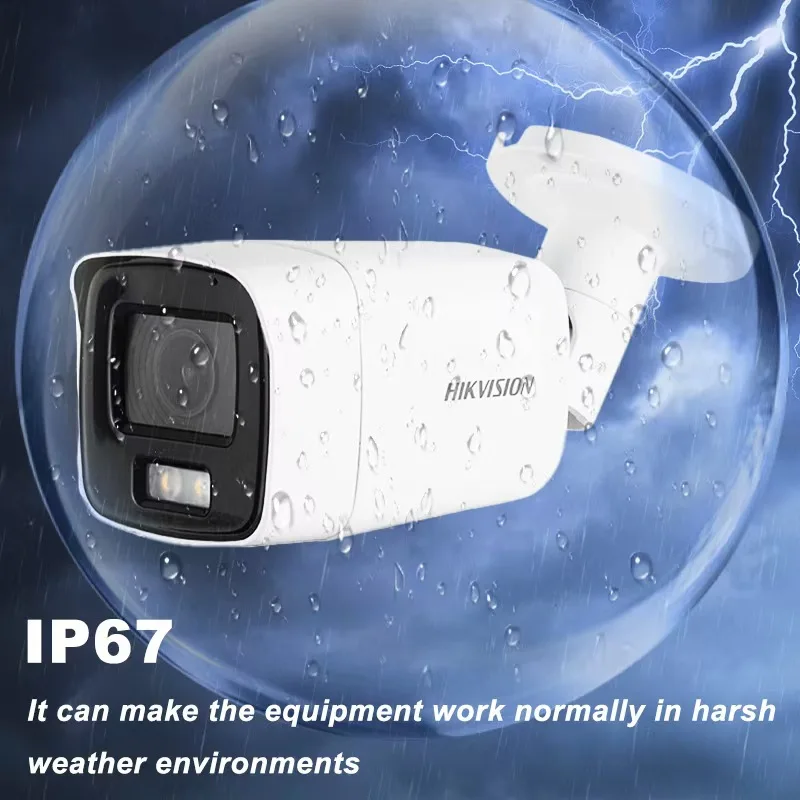 Hikvision 4MP ColorVu IP Camera Outdoor Security CCTV Human Vehicle Classification POE Camera Built-in Mic DS-2CD2047G2-LU