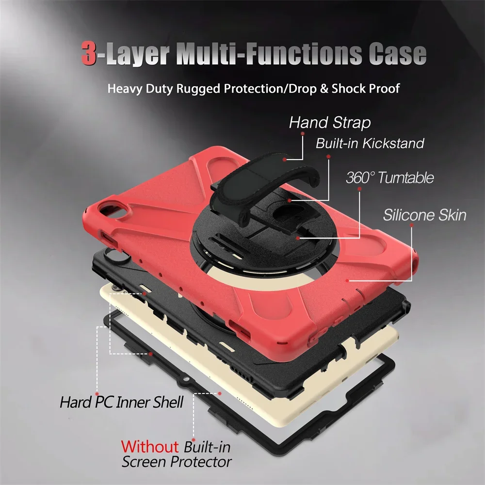 Armor Tab Case for Huawei Mediapad M5 Pro M6 Matepad 10.4 Pro 10.8inch 360 Rotating Stand Hand Strap Shockproof Rugged Fundas