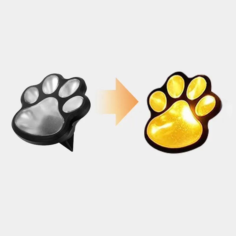 足跡ソーラー屋外ライト、ソーラーライト屋外猫足ライト、猫子犬動物ガーデンライトパスランプ歩道ライト