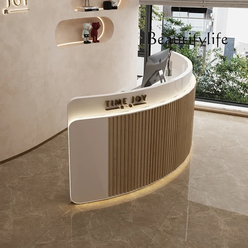 

BJ For The Company's Front Desk Custom Bar Counter Baking Paint Reception Desk Beauty Salon Checkout Page Simple