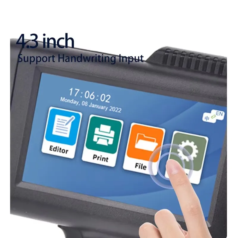4.3-inch touch screen handheld 1-inch 600DPI inkjet printer portable HD Smart 25.4mm small inkjet printer