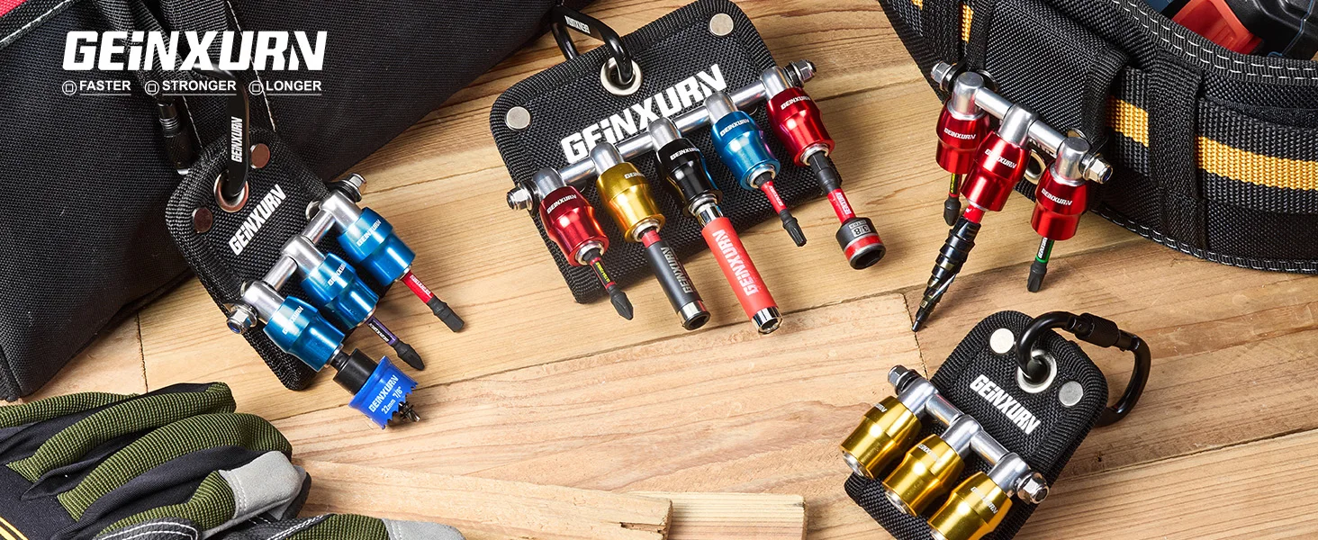 Geinxurn Leinentaschen-Schlüsselring-Set mit runden Löchern, 1/4 Zoll Sechskant, aus massivem Aluminium, mit Karabiner für unterwegs-Reparaturen – Detail 1