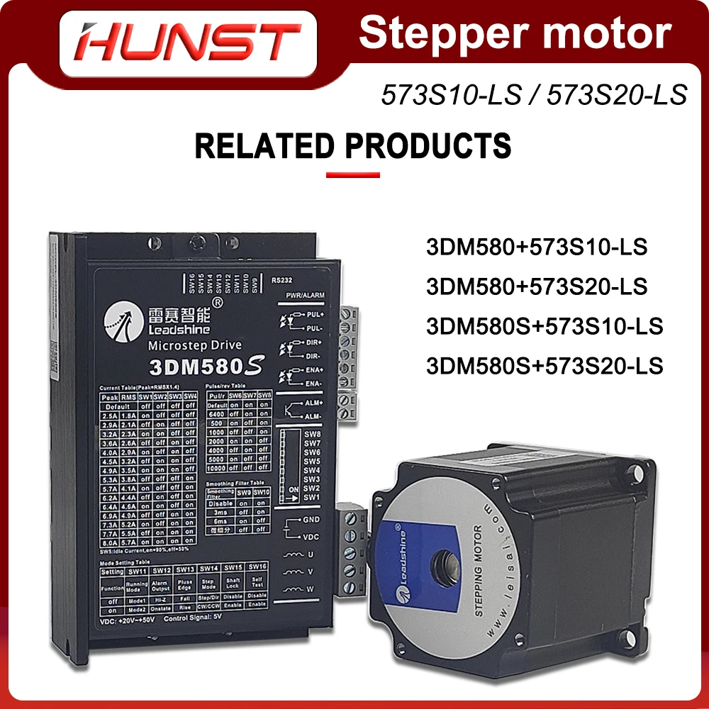 HUNST Leadshine Stepper Motor 573S20-LS 5.8A 573S10-LS 5.6A 3 Phase Stepping Motor for CNC Laser Engraving and Cutting Machine