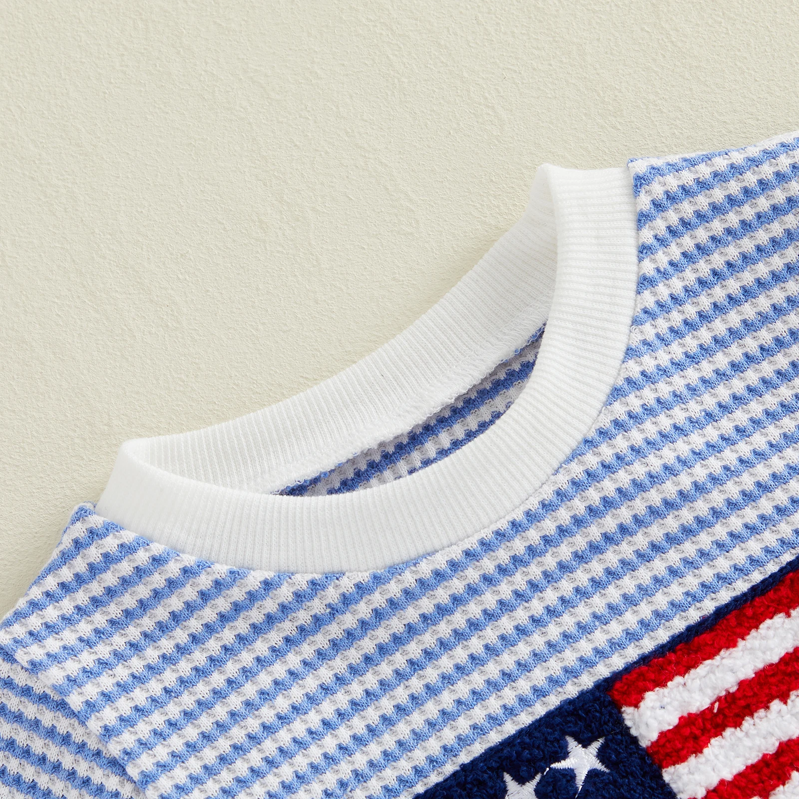Infant Baby 4th of July Romper Stripe America Flag Pattern Short Sleeve Round Neck Cute Bodysuit Independence Day Costume