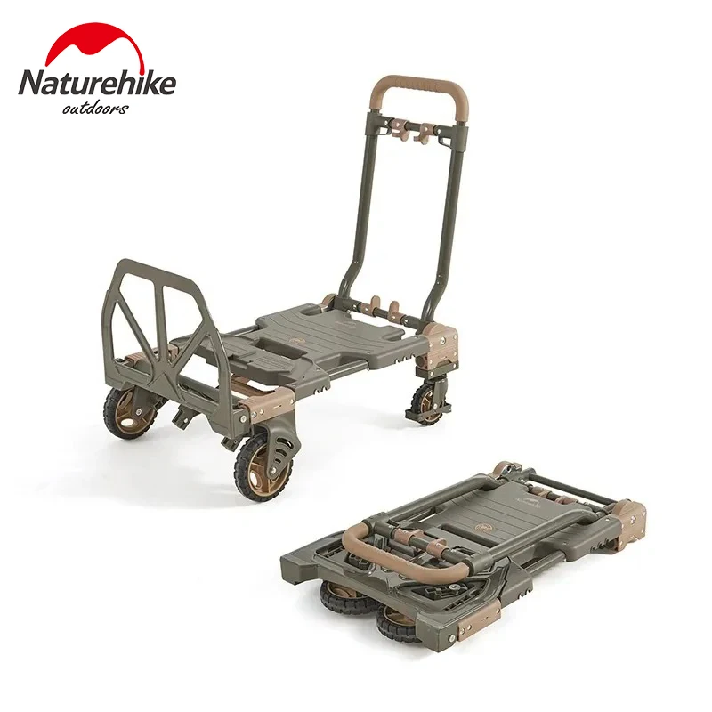 Naturehike Folding Trolley Mutifunctional Camping Handcart Foldable Wheelbarrow Wheels Removable Heavy Transportation Equipment