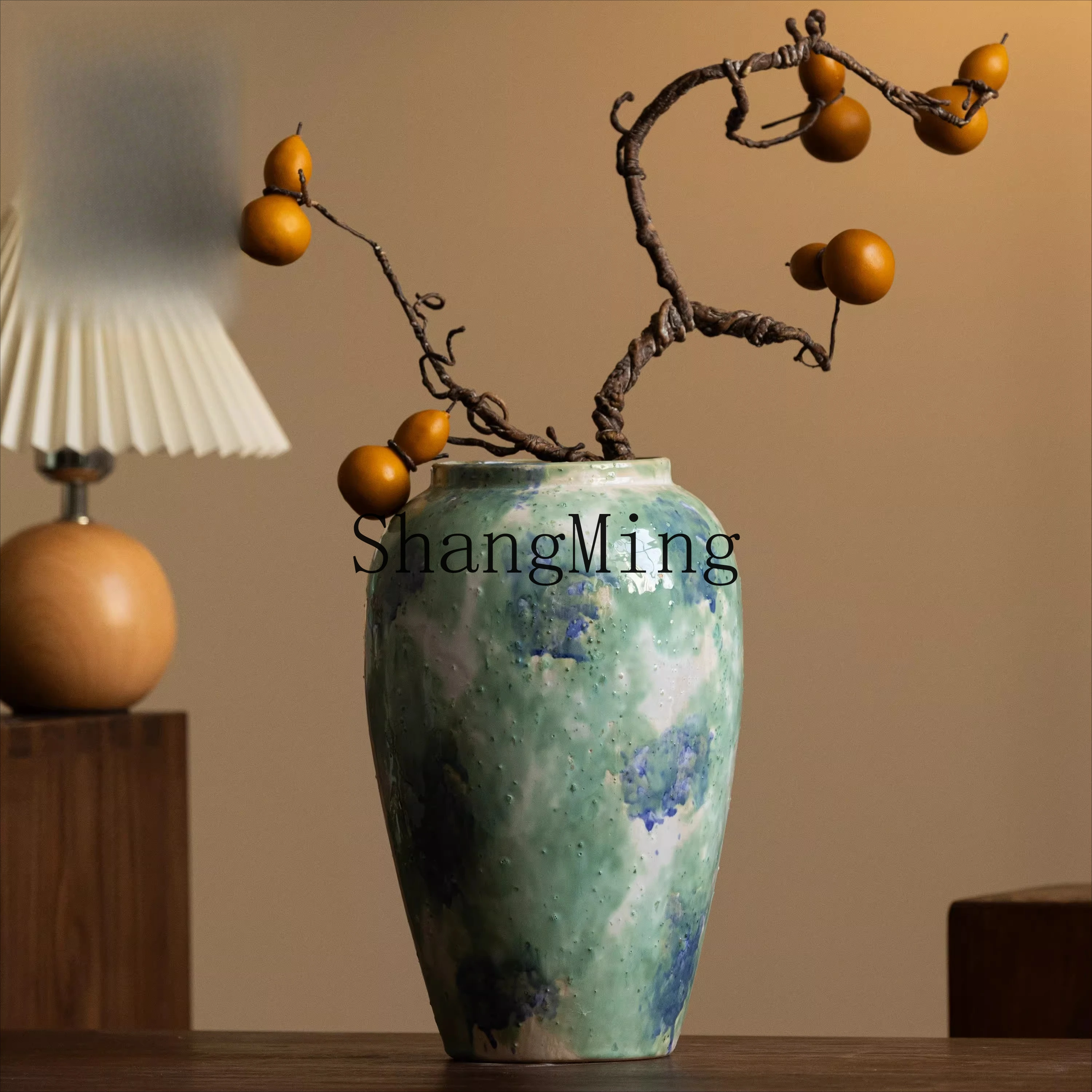 FG new Chinese retro pottery pot antique dry fresh vase ornament living room flower arrangement advanced ceramic