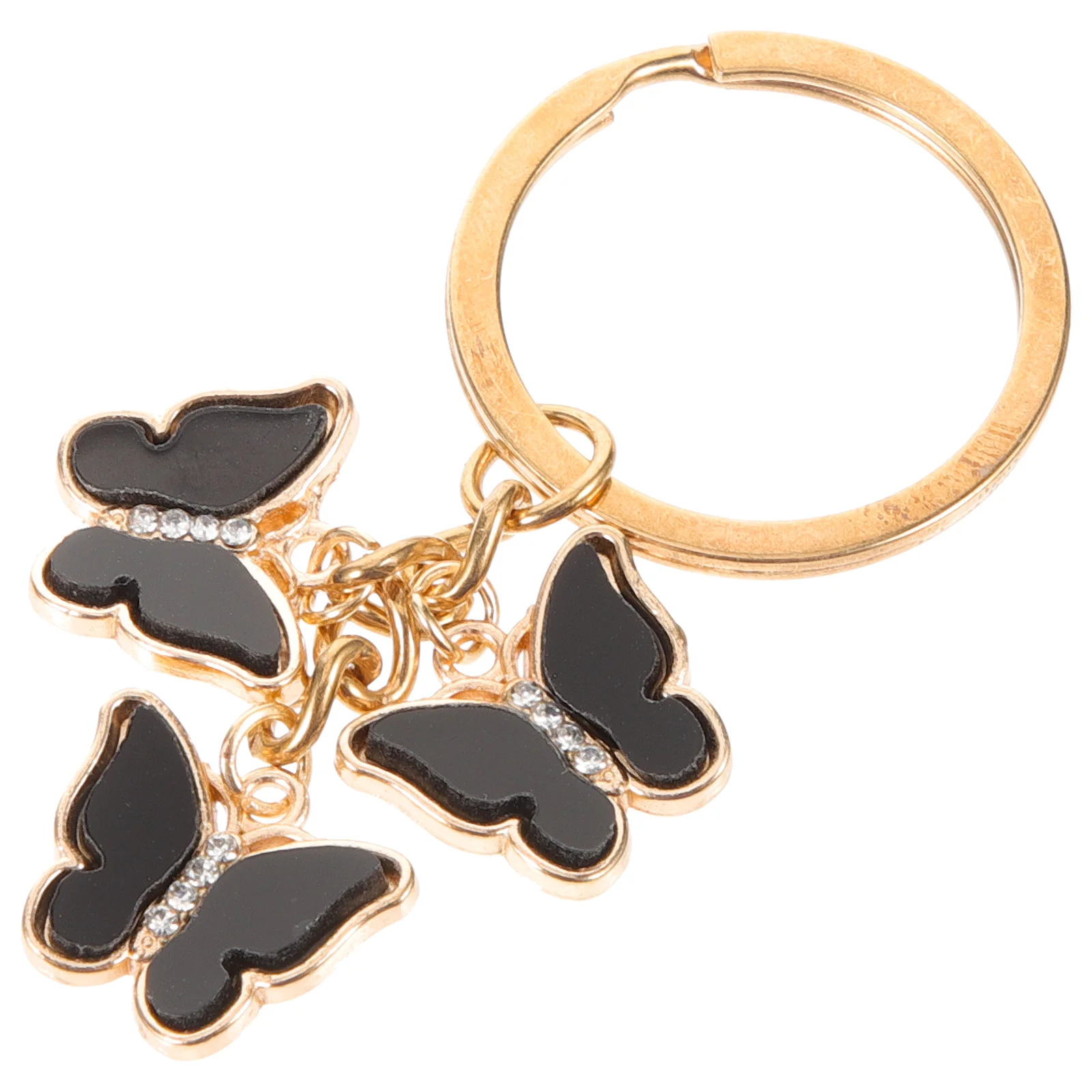 

Butterfly Keychain Metal Keychains Rhinestones Kids Wallet Child Bag Pendant Backpack Accessory Black Color Lightweight Durable