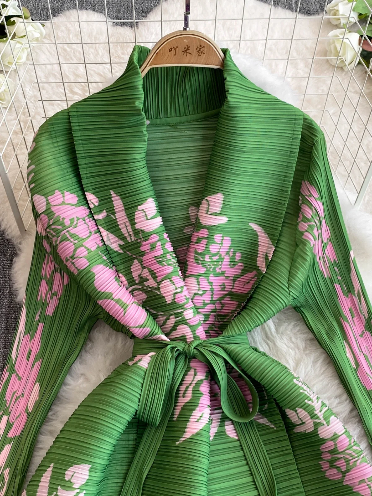 Nuovo abito cinese a vita larga con pieghe a vita alta lungo Sve V-Ne A-Line Midi Dr per donna taglie forti