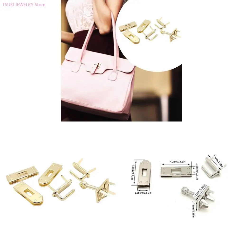 62KE 6PCS Metal Bag Lock Hardware Practical Corrosion Resistant Purse Fastener For DIY Handbag Repair Accessories
