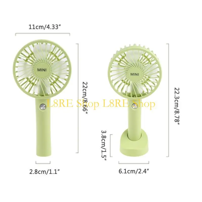 L8RE 1200MAH MINI FAN المحمولة مع قاعدة USB قابلة لإعادة الشحن مع مروحة شخصية للرياح من أفراد الأسرة طالب أفراد الأسرة