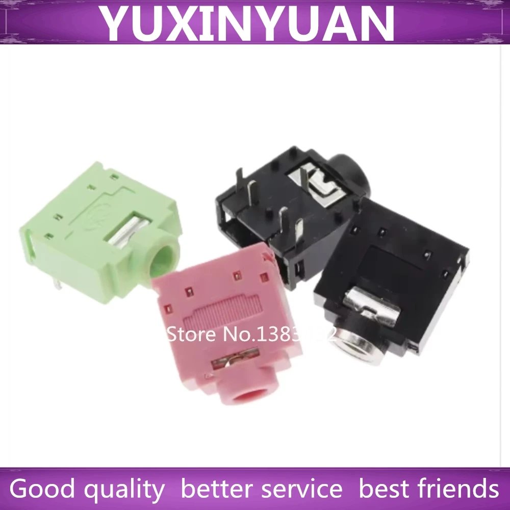 100Pcs PJ-307 PJ307 Green/pink/black 3.5mm Stereo Jack Socket Audio Jack Connector PCB 3F07 -5PIN in stock 100%new original! ! !