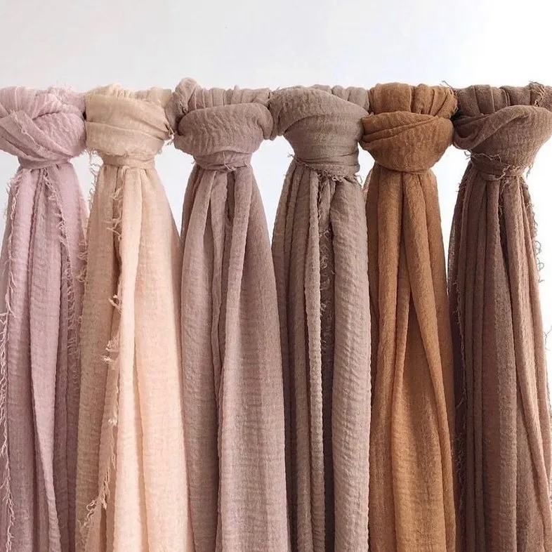 Pañuelo de Lino y Algodón de Color Liso para Mujer, Chal Largo, Hijabs Musulmanes, Pañuelo Suave para la Cabeza, Foulard, Pashmina