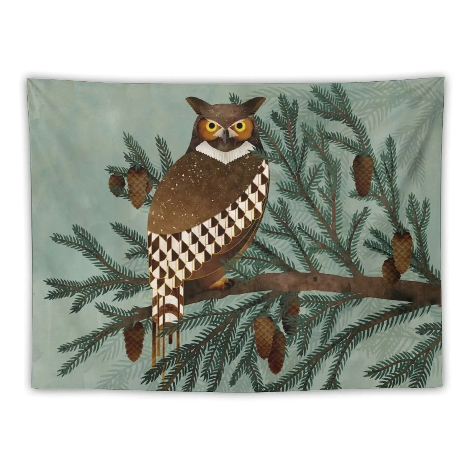 

Owl & Pines Tapestry Cute Room Decor House Decor Carpet On The Wall Tapestry
