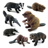 Simulation Badger Wolverine Anteater Beaver Bear Animal Model Figurine Home Decor Miniature Fairy Garden Decoration Accessories