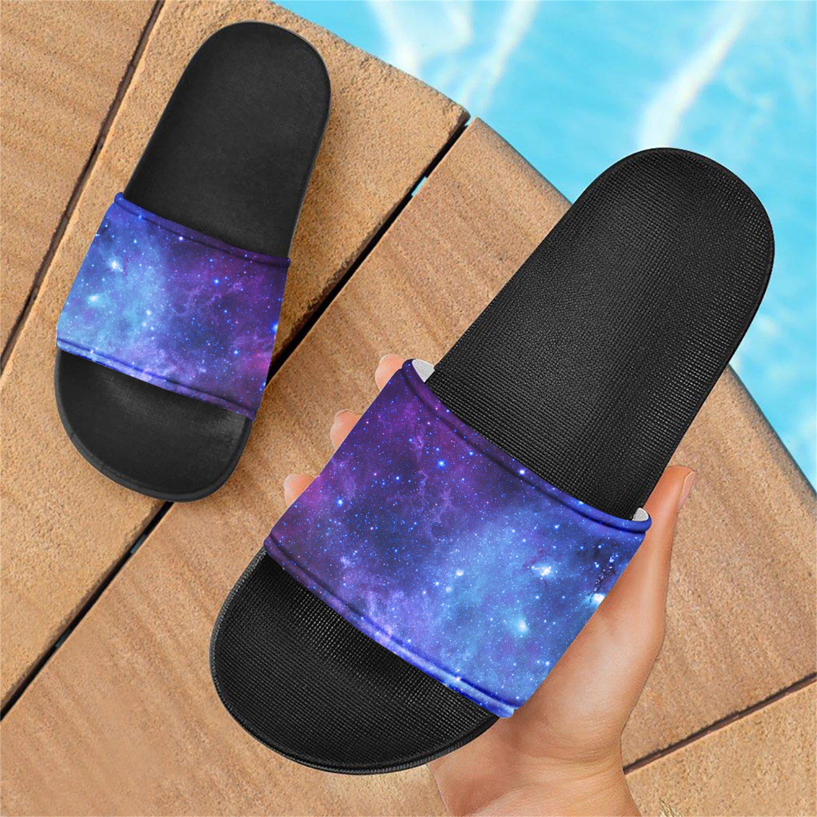 Summer Galaxy Star Print Women's Slippers Harajuku Casual Breathable Flip Flops Indoor Beach Slides for Shower Female Sandals