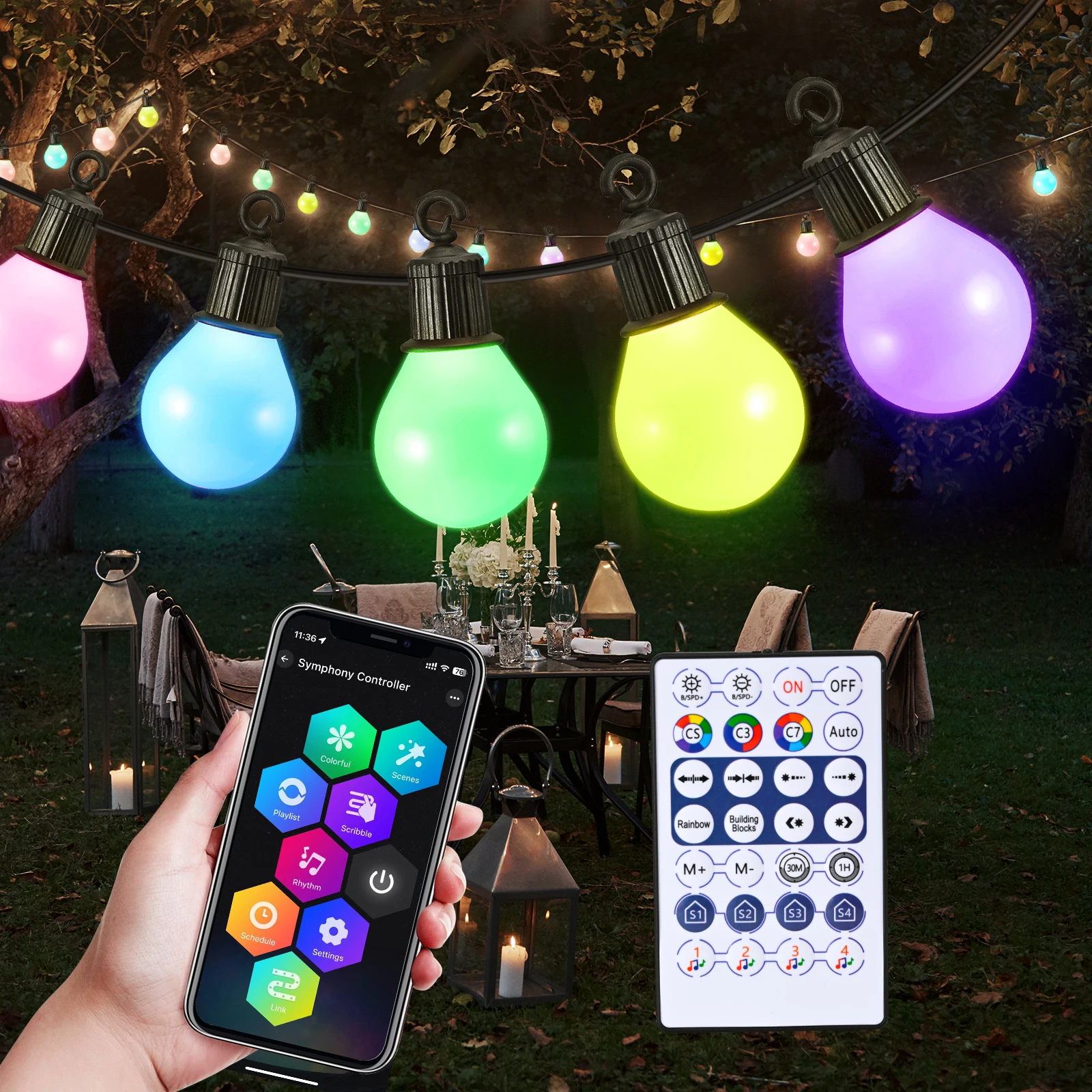 Garden String Light 30M/100Ft IP45 Waterproof LED Festoon Lights Outdoor Indoor Outdoor Globe String Lights For Garden Wedding