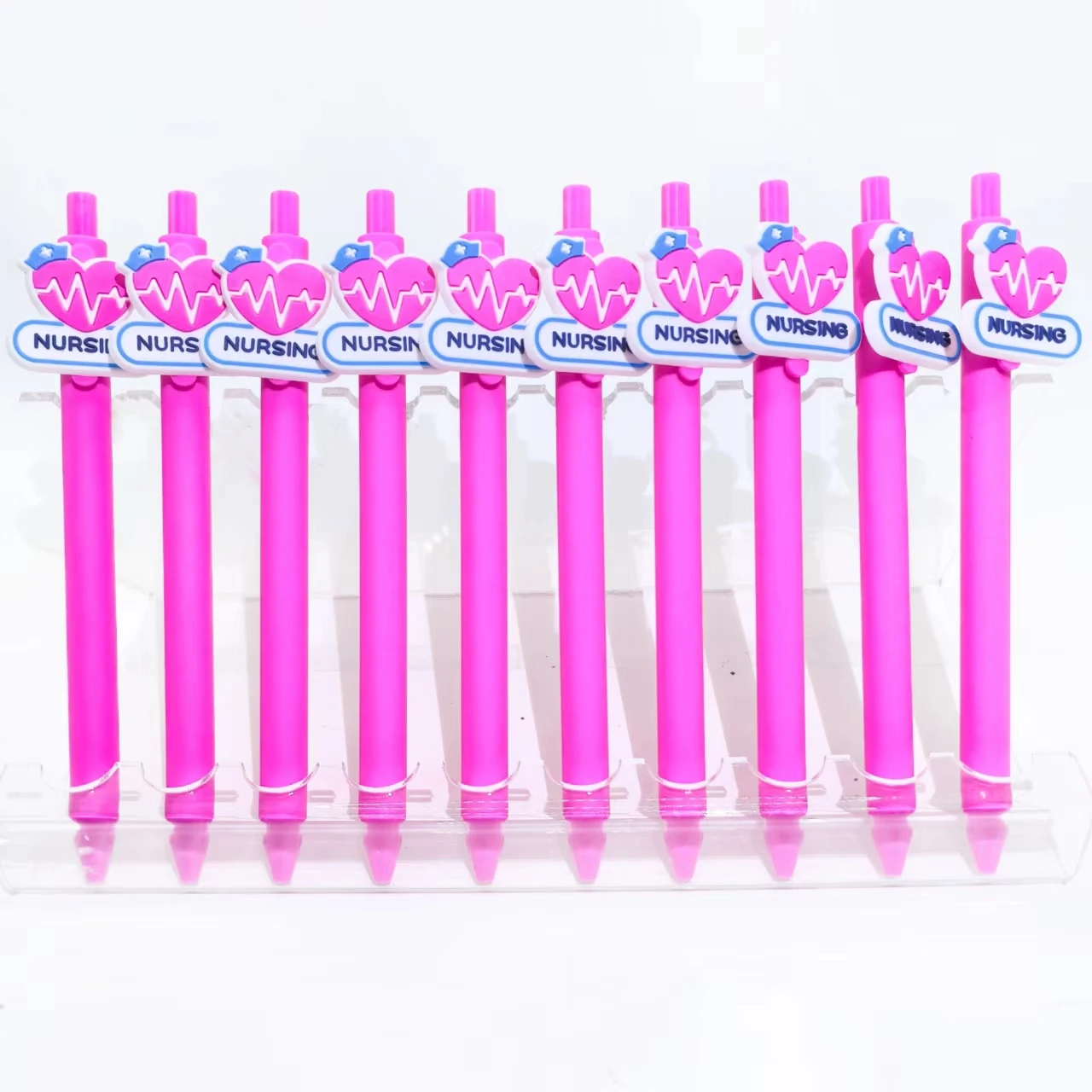 10PCS Doctor's Pens in Pink Series, Medical Neutral Pens, Solid Color Medical Nursing Day Series, Random Style Ballpoint Pens.