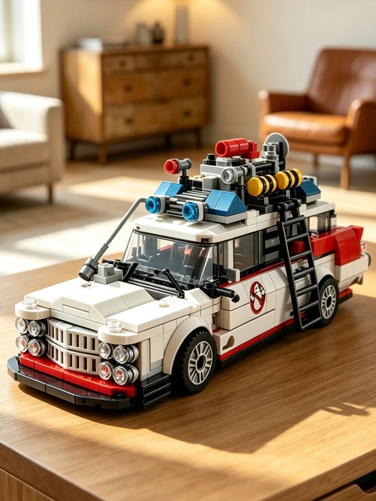 Mini klocki do budowy samochodu wyścigowego Ghost, 562 elementy, model MOC, klocki w stylu retro, zestaw do samodzielnego montażu, zabawka dla dorosłych, idealny prezent na Halloween, Boże Narodzenie — 2