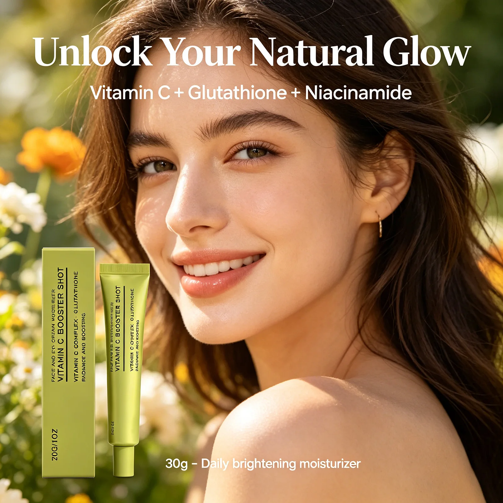 Vitamin C  Face & Eye Cream – Niacinamide Moisturizer with Glutathione Brightening & Hydrating Daily Cream for Soft Radiant Skin