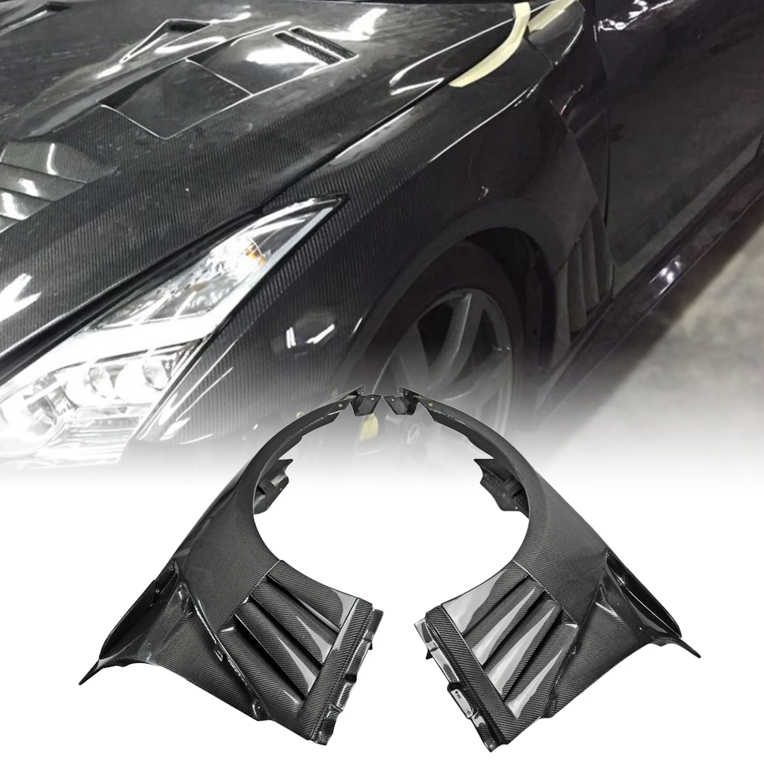 

Nissan GTR R35 EPA Front fender with louver fin (Inc 6 fins, side maker use F51 Fuga)