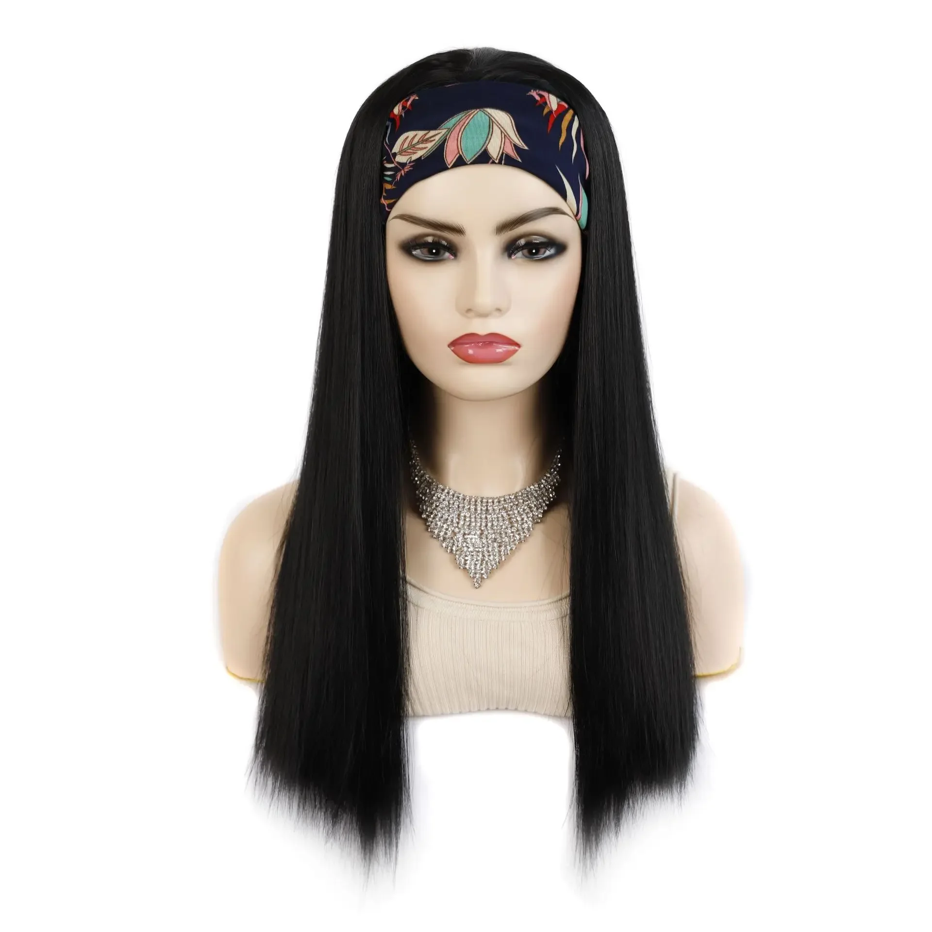 4Color 3/4 Half Long Charm Women‘s Spiral Headband Black African Straight Hair Ribbon Wigs Kinky Headband Wigs