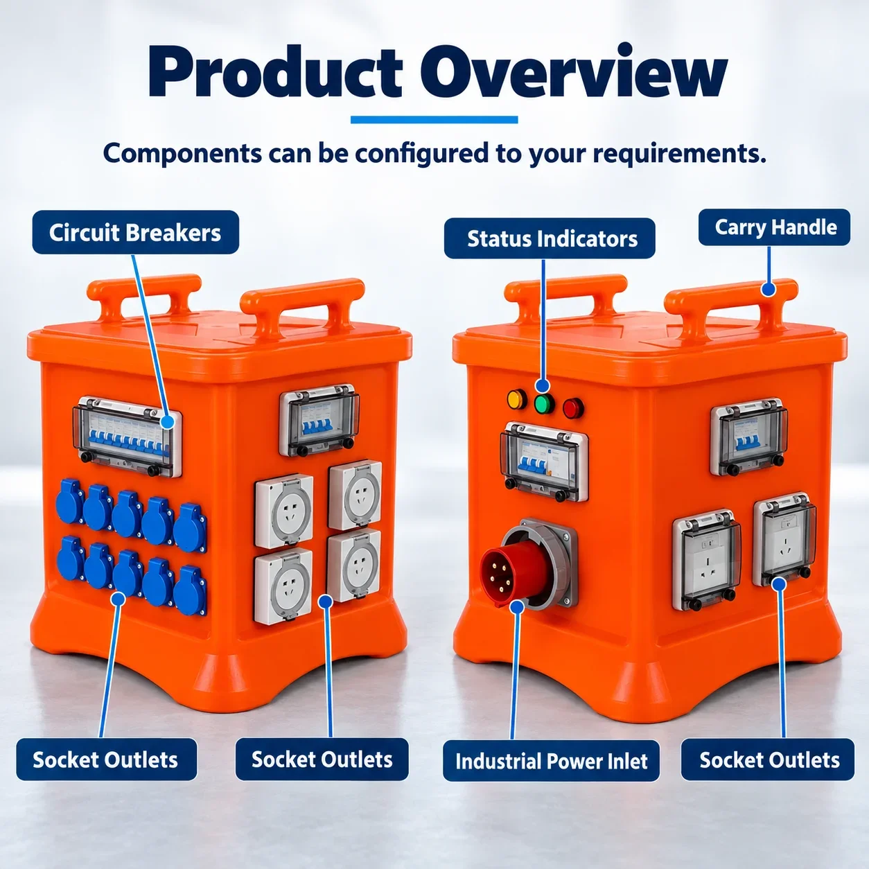 Industrial Waterproof Socket Box Outdoor Portable Blow Molding Power Distribution Box for Mobile Maintenance Construction
