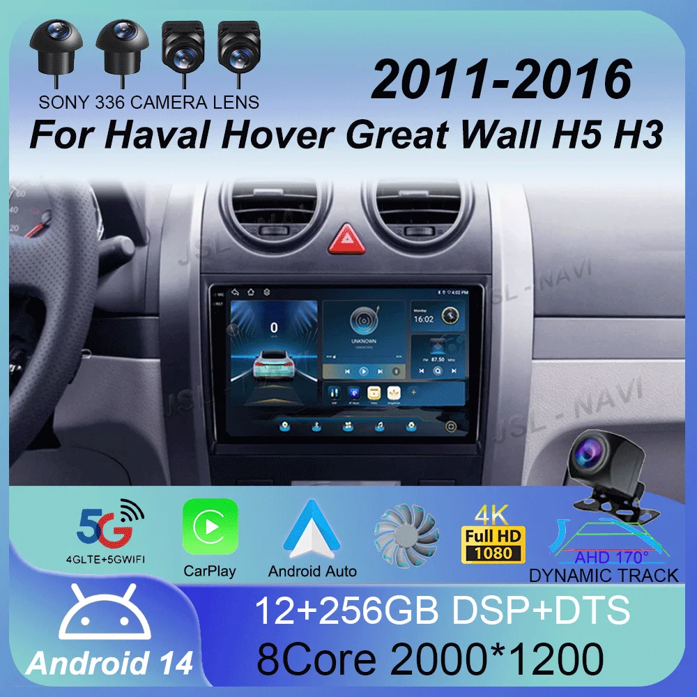 

Автомобильный радиоприемник для Haval Hover Great Wall H5 H3 2011-2016, мультимедийный видеоплеер Carplay, GPS DSP, автомобильное авторадио, 2din, Android 14