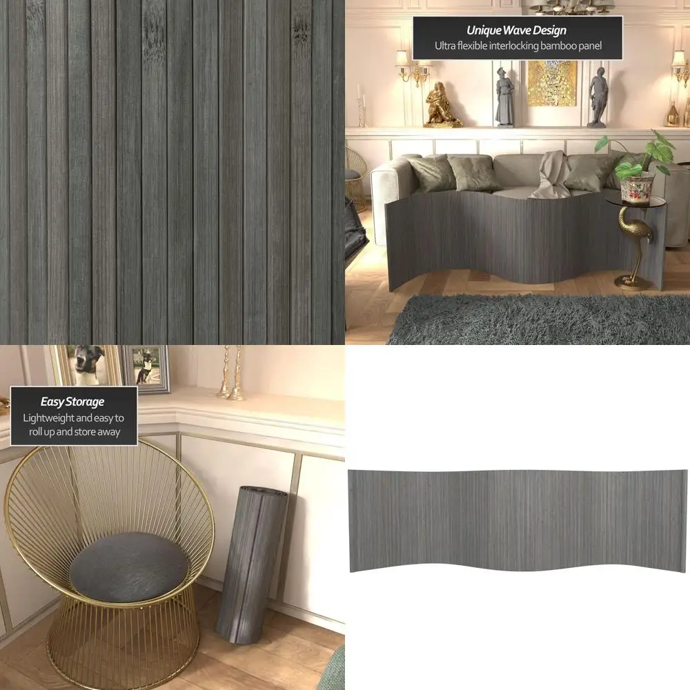 

Серая 2-футовая высокая бамбуковая волнистая перегородка для комнаты