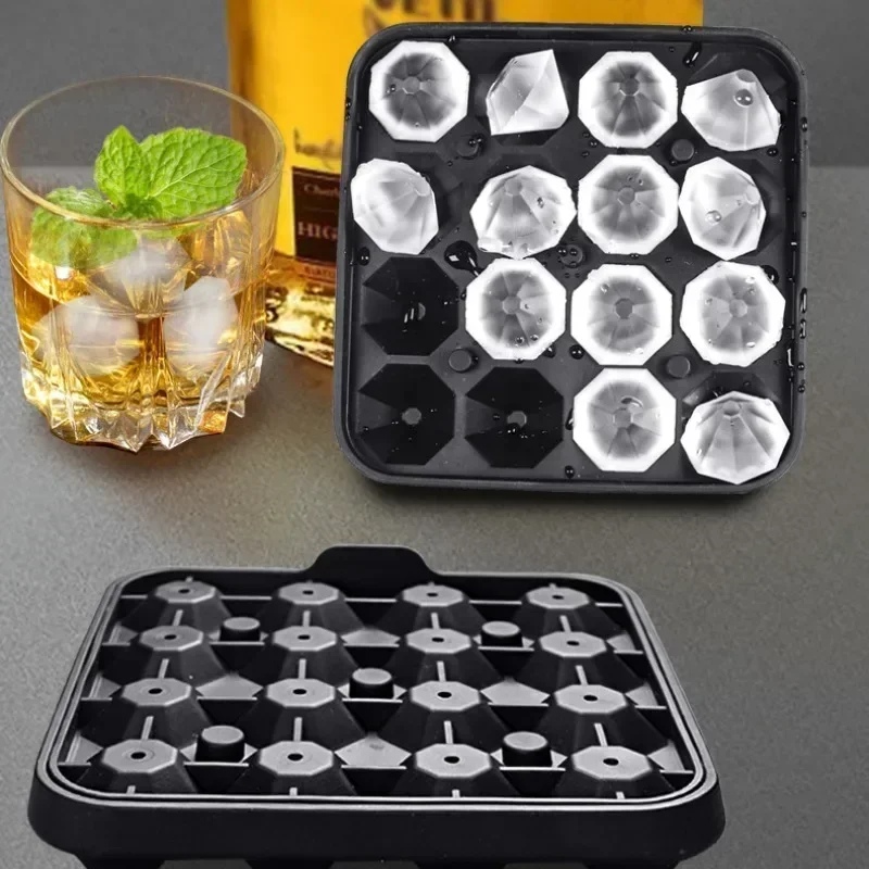 16 Grid Diamond Ice Tray Mold Box Food Grade Silicone Ice Cube Blocks Maker Mould Machine Whiskey Wine Bar Tools Kitchen Gadgets