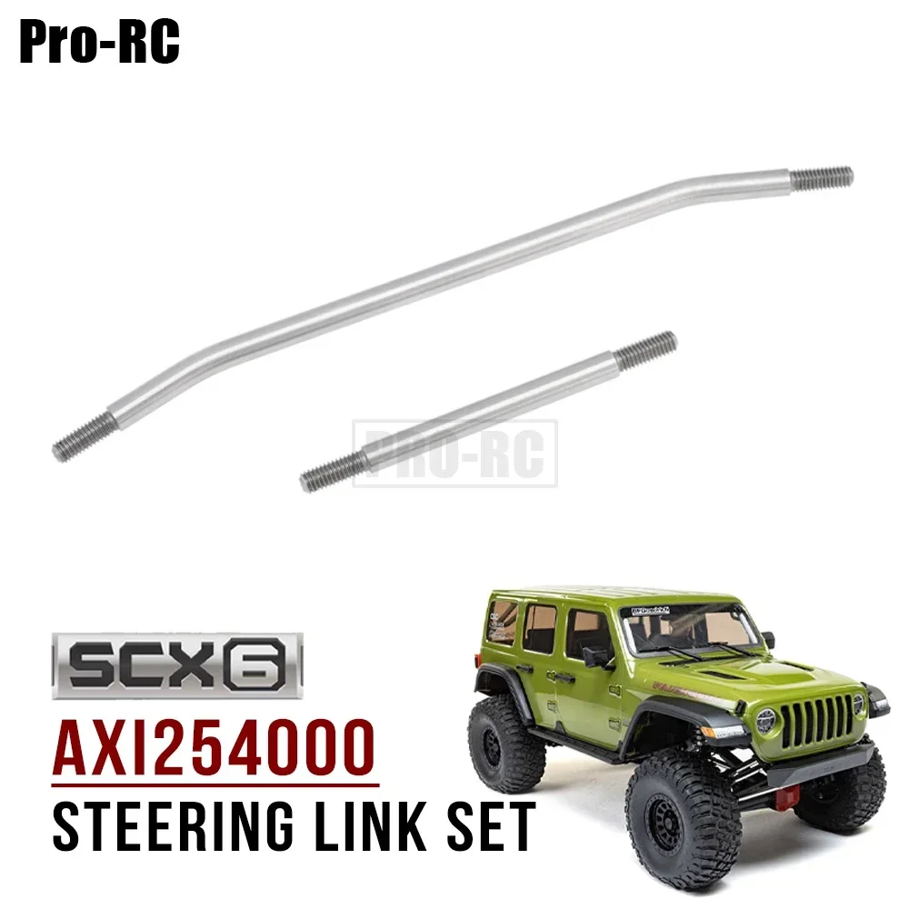 2pcs Stainless Steel Metal Prefixal Servo Steering Link Rod AXI254000 Set For 1/6 Axial SCX6 JEEP Wrangler RC Crawler Car Parts