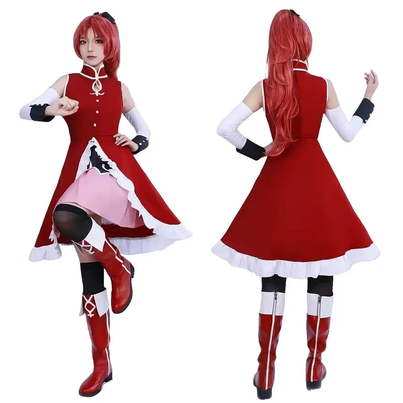 أزياء Puella Magi Madoka Magica Sakura Kyoko التأثيرية لعب الأدوار فستان كوميك كون حفلة الهالوماس مع شعر مستعار دعامة أنيمي