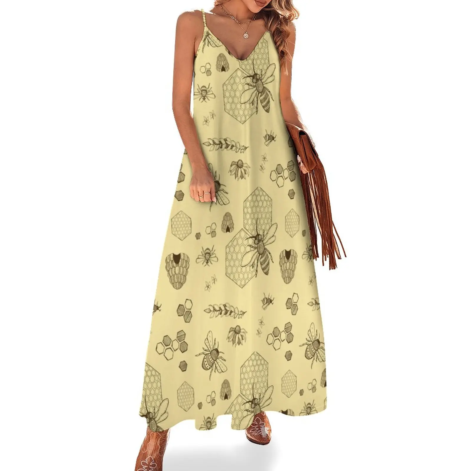 

Bee Pattern Sleeveless Dress summer dress dresses ladies 2024 summer