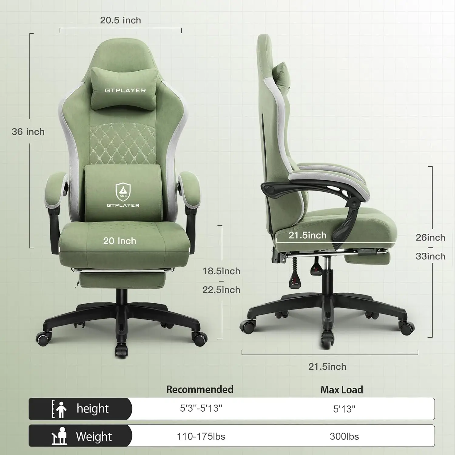 Chair, Computer Office Chair with Pocket Spring Cushion, Linkage Armrests and Footrest, High Back Ergonomic Computer Chair