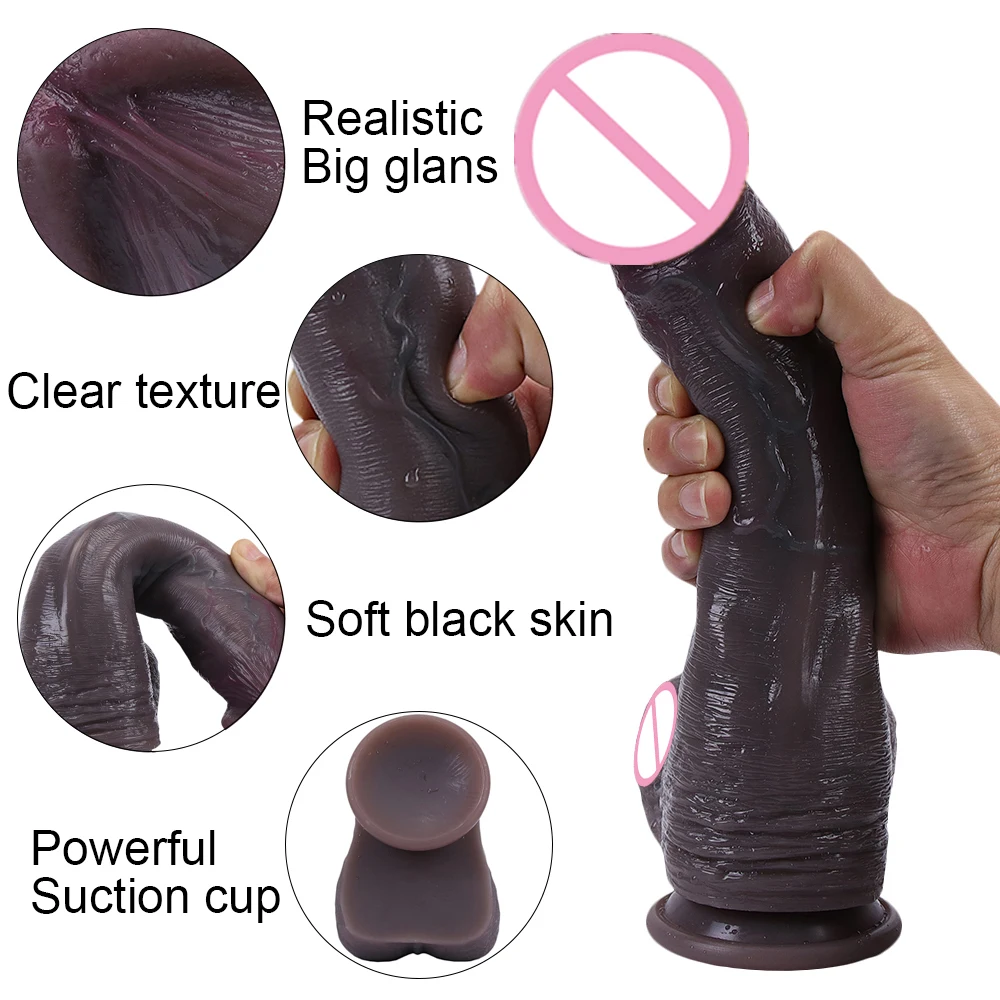 Skin Feeling Realistic Dildo Big Glans Penis Dick Soft Huge Sexy Silicone Suction Cup Anal Sex Toy For Female Strapon Woman Hole