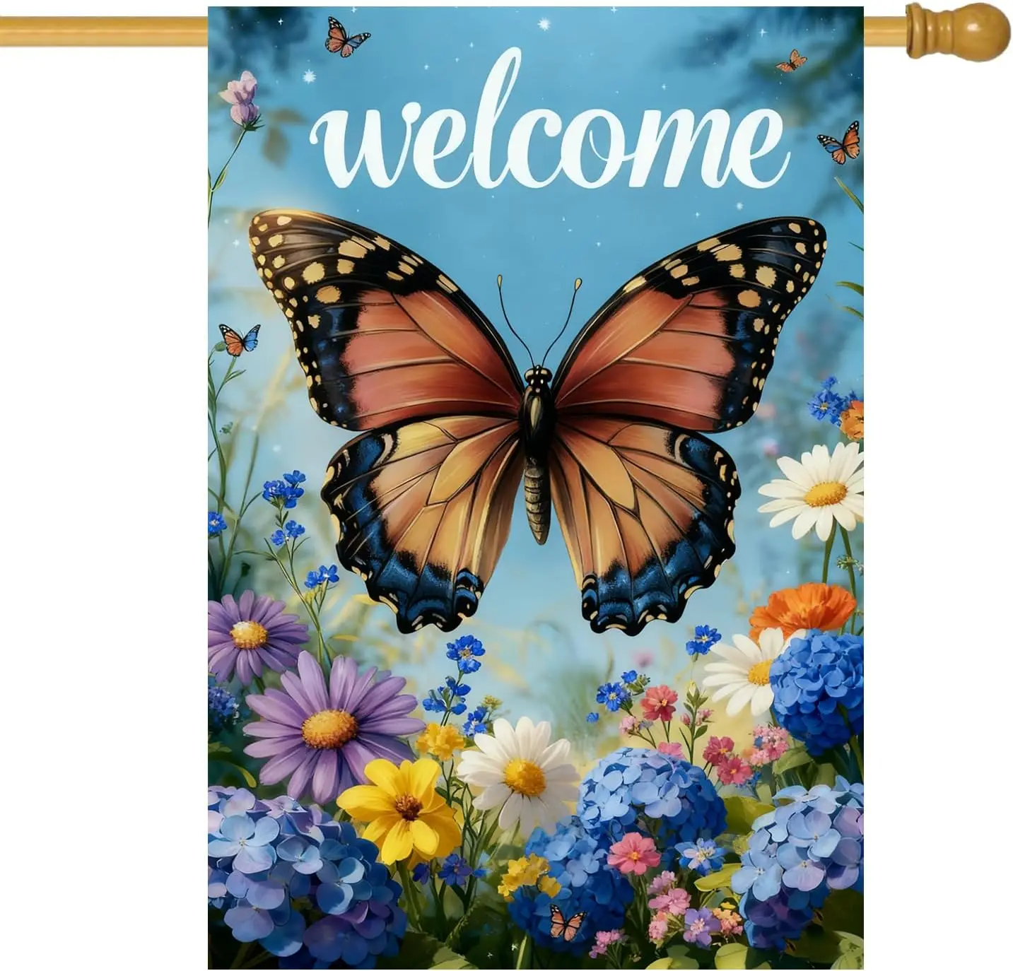 Large Spring Summer Garden Flags for Outside 28 x 40 Double Sided, Burlap Spring Summer House Flags, Seasonal Outdoor Flags  MMZ