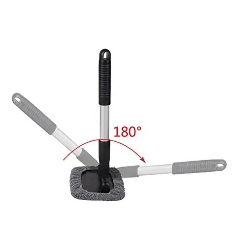 لأداة تنظيف السيارة مع 6 وسادات من الألياف الدقيقة لوازم تفصيل الزجاج الأمامي مقبض قابل للتمديد داخل أداة تنظيف الزجاج الأمامي