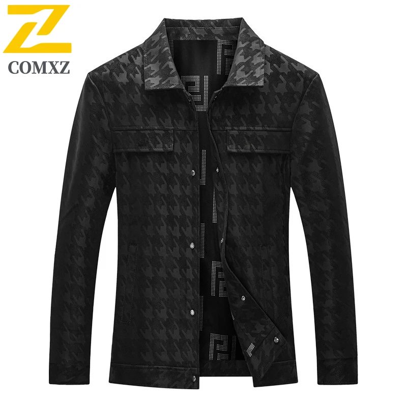 COMXZ Mens Leather Jacket 2025 New Light Luxury Outdoor Work Windproof Coat Premium Casual Daily Comfortable Autumn Outerwear​