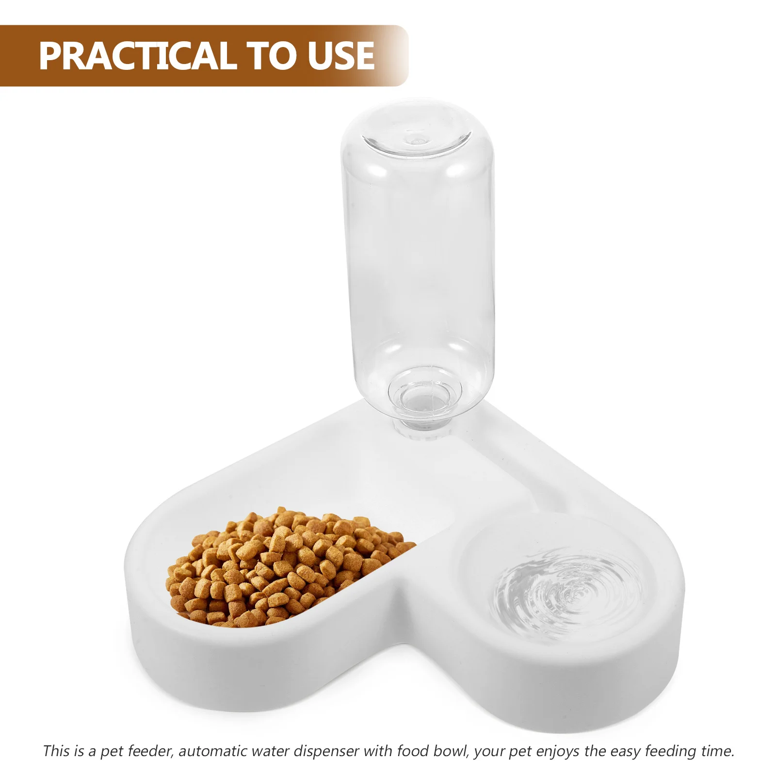 

Water Dispenser and Food Bowl Set Integrated Modern Style Spill-Resistant Reusable Pet Feeding Solution for Cats Dogs