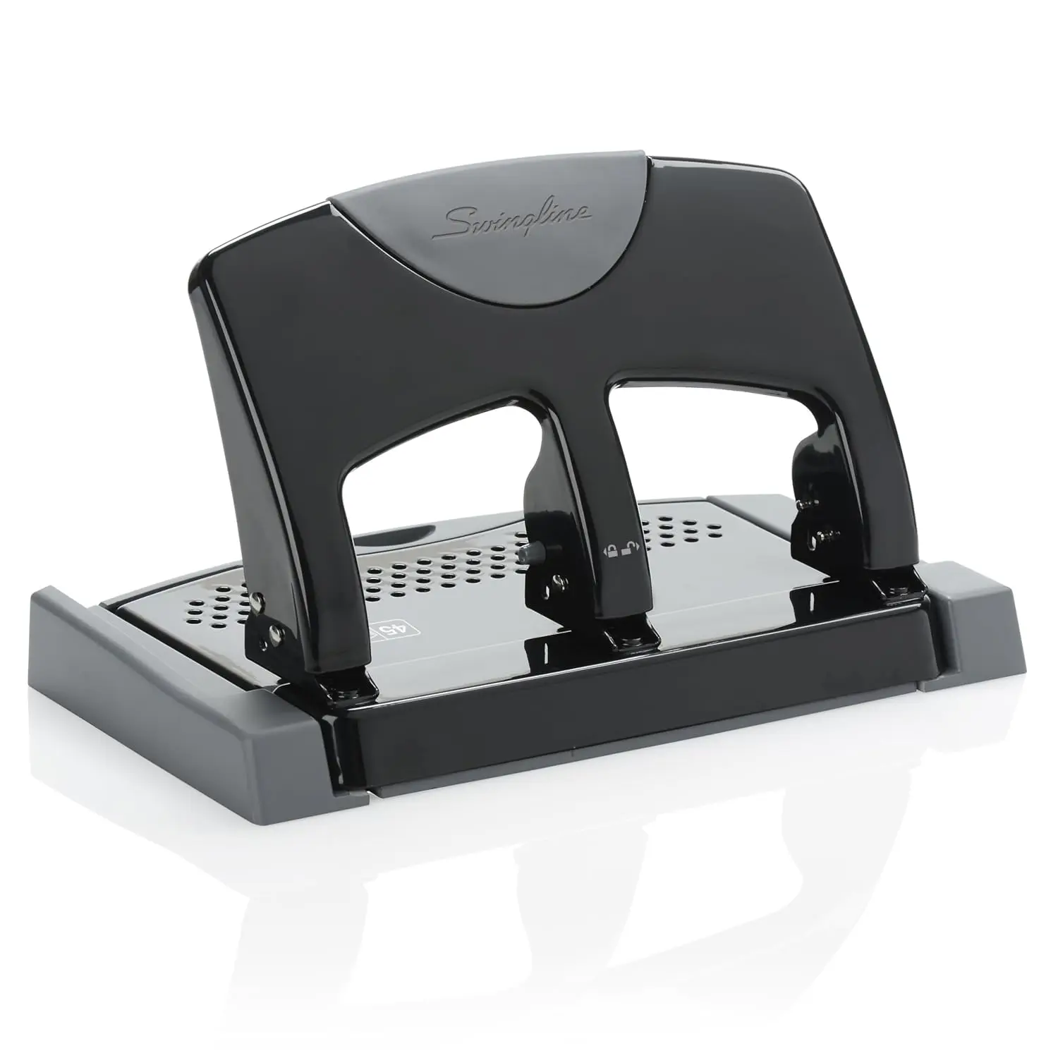 

3-Hole Punch, 45 Sheet Capacity, Low Effort, Heavy Duty, Black & Silver